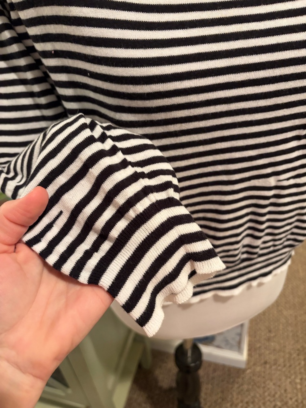Zadig & Voltaire Camille Raye Black and White Striped Long-Sleeve Top - Picture 4 of 6